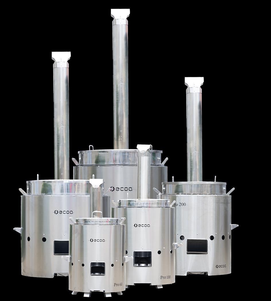 The ECOA Pro institutional stove-pot range in stainless steel — 80 L, 200 L and 400 L